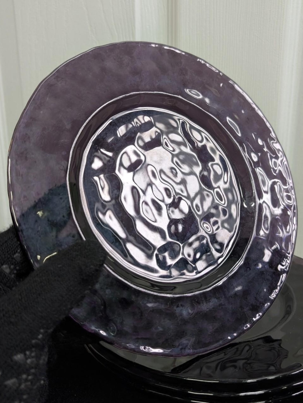 Studio Bormioli Rocco Palatina Amethyst Hammered Glass Plates